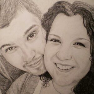 A drawing in pencil of a Couple