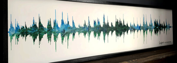 Sound Wave Painting with trees - painted by Kel at Wine and design Ottawa @winedesignottawa