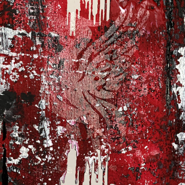 Close up of a soundwave painting with the liver bird from Liver pool FC.