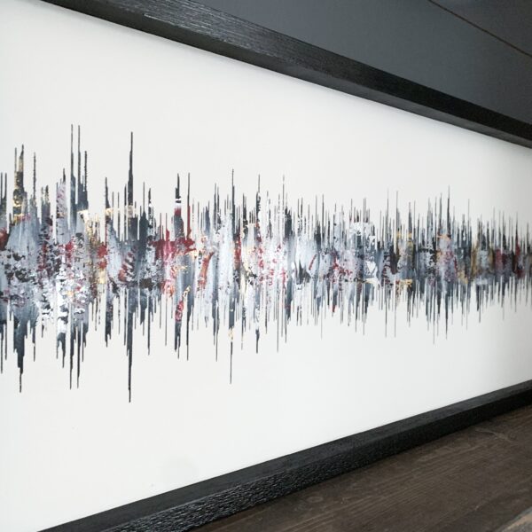 Sound wave Painting in greys, black and red