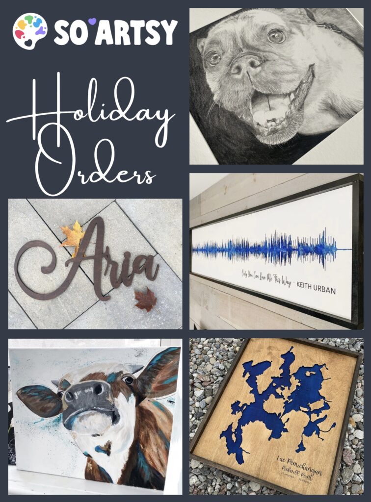 Holiday orders - images of the art the kel creates in pencil, paint and wood